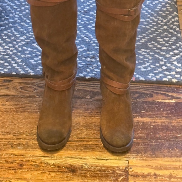 FRYE Oiled Brown Leather Jane Strappy Boots, size 8 EUC - Picture 3 of 15